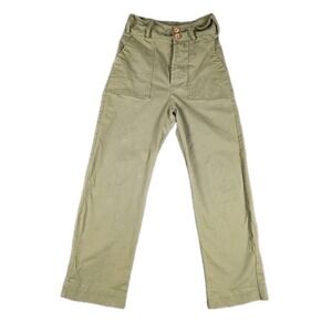Pietsie Women's High-Waist Button Fly  Military Cargo Pants Size Small Green
